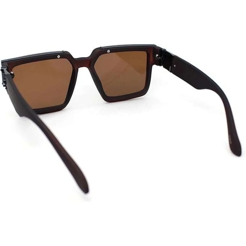 Men's Oversized Square Sunglasses‎ Brown Tinted Lenses Bold Frame Style Lentes